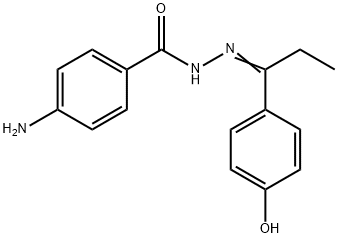 4-amino-N'-[1-(4-hydroxyphenyl)propylidene]benzohydrazide Struktur