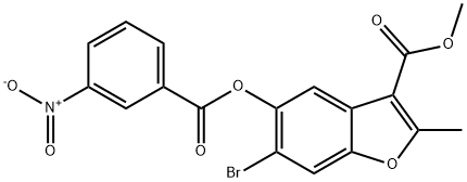 methyl 6-bromo-2-methyl-5-((3-nitrobenzoyl)oxy)benzofuran-3-carboxylate Struktur