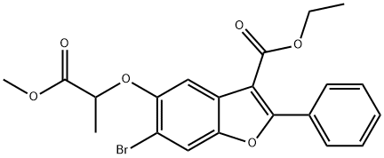 ethyl 6-bromo-5-((1-methoxy-1-oxopropan-2-yl)oxy)-2-phenylbenzofuran-3-carboxylate Struktur