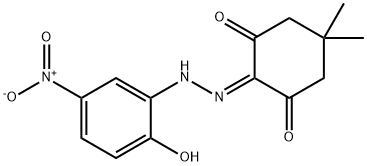 2-[(2-hydroxy-5-nitrophenyl)hydrazono]-5,5-dimethyl-1,3-cyclohexanedione Struktur