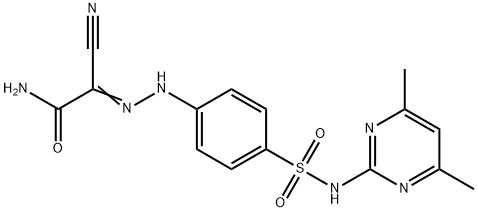 2-cyano-2-[(4-{[(4,6-dimethyl-2-pyrimidinyl)amino]sulfonyl}phenyl)hydrazono]acetamide Struktur