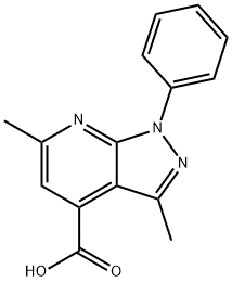 3,6-Dimethyl-1-phenyl-pyrazolo[3,4-b]pyridine-4-carboxylic acid Struktur