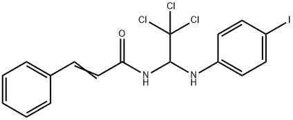 (E)-3-phenyl-N-[2,2,2-trichloro-1-(4-iodoanilino)ethyl]prop-2-enamide Struktur