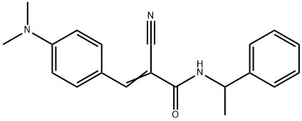 (E)-2-cyano-3-[4-(dimethylamino)phenyl]-N-(1-phenylethyl)prop-2-enamide Struktur