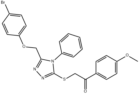 2-((5-((4-bromophenoxy)methyl)-4-phenyl-4H-1,2,4-triazol-3-yl)thio)-1-(4-methoxyphenyl)ethan-1-one Struktur