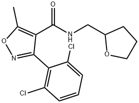 3-(2,6-dichlorophenyl)-5-methyl-N-(oxolan-2-ylmethyl)-1,2-oxazole-4-carboxamide Struktur