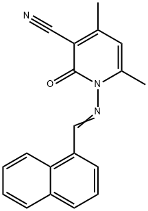 4,6-dimethyl-1-[(1-naphthylmethylene)amino]-2-oxo-1,2-dihydro-3-pyridinecarbonitrile Struktur