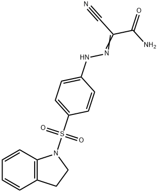 2-cyano-2-{[4-(2,3-dihydro-1H-indol-1-ylsulfonyl)phenyl]hydrazono}acetamide Struktur