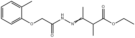 ethyl 2-methyl-3-{[(2-methylphenoxy)acetyl]hydrazono}butanoate Struktur