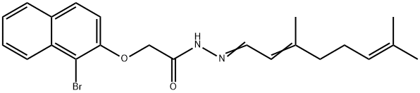 2-[(1-bromo-2-naphthyl)oxy]-N'-(3,7-dimethyl-2,6-octadien-1-ylidene)acetohydrazide Struktur