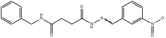 N-benzyl-4-[2-(3-nitrobenzylidene)hydrazino]-4-oxobutanamide Struktur