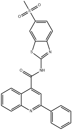 N-(6-(methylsulfonyl)benzo[d]thiazol-2-yl)-2-phenylquinoline-4-carboxamide Struktur