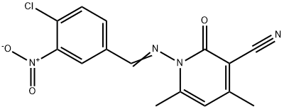 1-[(4-chloro-3-nitrobenzylidene)amino]-4,6-dimethyl-2-oxo-1,2-dihydro-3-pyridinecarbonitrile Struktur