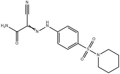 2-cyano-2-{[4-(1-piperidinylsulfonyl)phenyl]hydrazono}acetamide Struktur