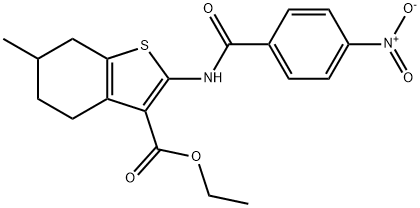 ethyl 6-methyl-2-(4-nitrobenzamido)-4,5,6,7-tetrahydrobenzo[b]thiophene-3-carboxylate Struktur