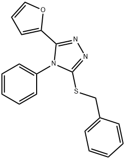 3-benzylsulfanyl-5-(furan-2-yl)-4-phenyl-1,2,4-triazole Struktur