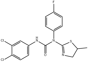 3-(3,4-dichlorophenyl)-1-(4-fluorophenyl)-1-(5-methyl-4,5-dihydro-1,3-thiazol-2-yl)urea Struktur