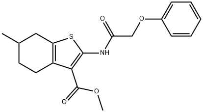 methyl 6-methyl-2-[(2-phenoxyacetyl)amino]-4,5,6,7-tetrahydro-1-benzothiophene-3-carboxylate Struktur