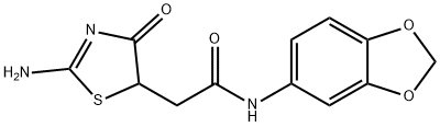 N-(benzo[d][1,3]dioxol-5-yl)-2-(2-imino-4-oxothiazolidin-5-yl)acetamide Struktur