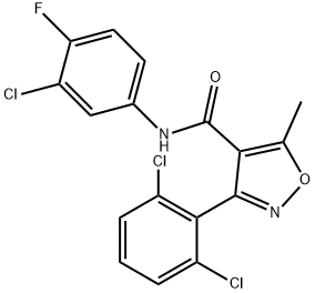 N-(3-chloro-4-fluorophenyl)-3-(2,6-dichlorophenyl)-5-methyl-1,2-oxazole-4-carboxamide Struktur