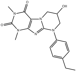 9-(4-ethylphenyl)-7-hydroxy-1,3-dimethyl-6,7,8,9-tetrahydropyrimido[2,1-f]purine-2,4(1H,3H)-dione Struktur