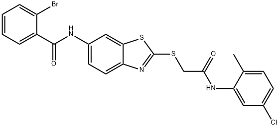 2-bromo-N-[2-[2-(5-chloro-2-methylanilino)-2-oxoethyl]sulfanyl-1,3-benzothiazol-6-yl]benzamide Struktur