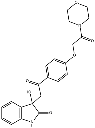 3-hydroxy-3-[2-[4-(2-morpholin-4-yl-2-oxoethoxy)phenyl]-2-oxoethyl]-1H-indol-2-one Struktur