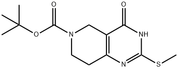 4-Hydroxy-2-methylsulfanyl-7,8-dihydro-5H-pyrido[4,3-d]pyrimidine-6-carboxylic acid tert-butyl ester Struktur