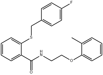 2-[(4-fluorobenzyl)sulfanyl]-N-[2-(2-methylphenoxy)ethyl]benzamide Struktur