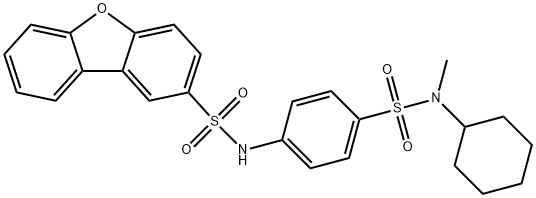 N-[4-[cyclohexyl(methyl)sulfamoyl]phenyl]dibenzofuran-2-sulfonamide Struktur