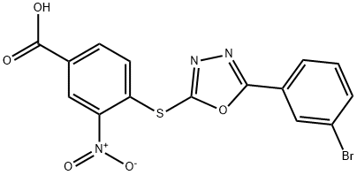 4-{[5-(3-bromophenyl)-1,3,4-oxadiazol-2-yl]sulfanyl}-3-nitrobenzoic acid Struktur