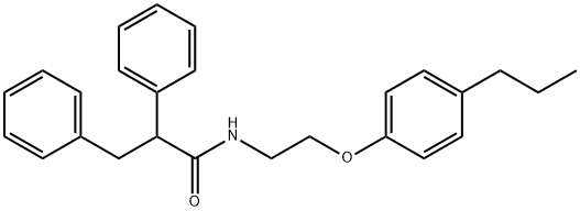 2,3-diphenyl-N-[2-(4-propylphenoxy)ethyl]propanamide Struktur