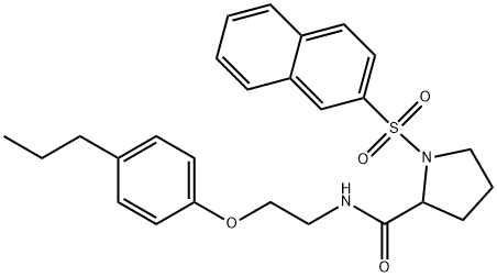 1-(naphthalen-2-ylsulfonyl)-N-[2-(4-propylphenoxy)ethyl]prolinamide Struktur