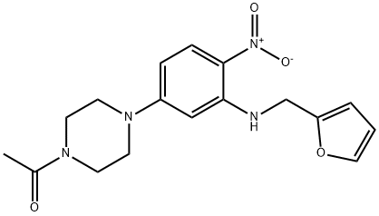 1-(4-{3-[(furan-2-ylmethyl)amino]-4-nitrophenyl}piperazin-1-yl)ethanone Struktur