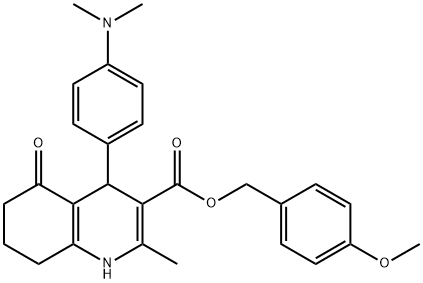 4-methoxybenzyl 4-[4-(dimethylamino)phenyl]-2-methyl-5-oxo-1,4,5,6,7,8-hexahydroquinoline-3-carboxylate Struktur