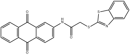 2-(1,3-benzothiazol-2-ylsulfanyl)-N-(9,10-dioxo-9,10-dihydroanthracen-2-yl)acetamide Struktur