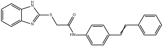 2-(1H-benzimidazol-2-ylsulfanyl)-N-{4-[(E)-2-phenylethenyl]phenyl}acetamide Struktur