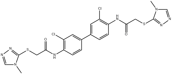 N,N'-(3,3'-dichlorobiphenyl-4,4'-diyl)bis{2-[(4-methyl-4H-1,2,4-triazol-3-yl)sulfanyl]acetamide} Struktur