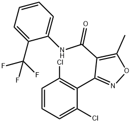 3-(2,6-dichlorophenyl)-5-methyl-N-[2-(trifluoromethyl)phenyl]-1,2-oxazole-4-carboxamide Struktur