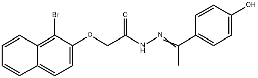 2-[(1-bromo-2-naphthyl)oxy]-N'-[1-(4-hydroxyphenyl)ethylidene]acetohydrazide Struktur