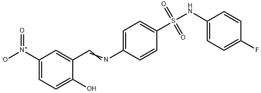 N-(4-fluorophenyl)-4-[(2-hydroxy-5-nitrobenzylidene)amino]benzenesulfonamide Struktur