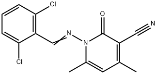 1-[(2,6-dichlorobenzylidene)amino]-4,6-dimethyl-2-oxo-1,2-dihydro-3-pyridinecarbonitrile Struktur