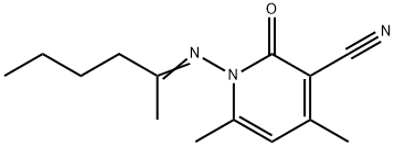 4,6-dimethyl-1-[(1-methylpentylidene)amino]-2-oxo-1,2-dihydro-3-pyridinecarbonitrile Struktur