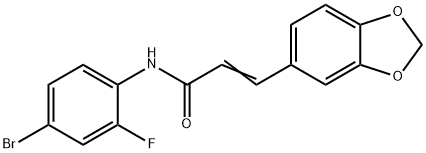 (E)-3-(1,3-benzodioxol-5-yl)-N-(4-bromo-2-fluorophenyl)prop-2-enamide Struktur