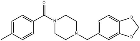 (4-(benzo[d][1,3]dioxol-5-ylmethyl)piperazin-1-yl)(p-tolyl)methanone Struktur