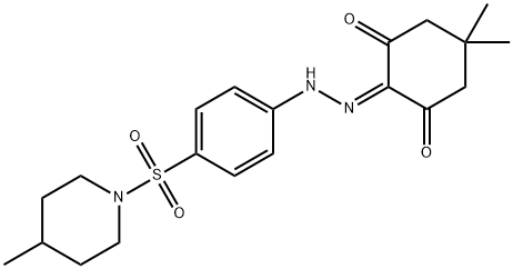 5,5-dimethyl-2-({4-[(4-methyl-1-piperidinyl)sulfonyl]phenyl}hydrazono)-1,3-cyclohexanedione Struktur