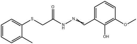 o-Tolylsulfanyl-acetic acid (2-hydroxy-3-methoxy-benzylidene)-hydrazide Struktur