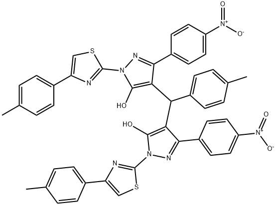 4,4'-[(4-methylphenyl)methylene]bis[1-[4-(4-methylphenyl)-1,3-thiazol-2-yl]-3-(4-nitrophenyl)-1H-pyrazol-5-ol] Struktur