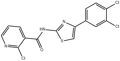 2-chloro-N-[4-(3,4-dichlorophenyl)-1,3-thiazol-2-yl]pyridine-3-carboxamide Struktur