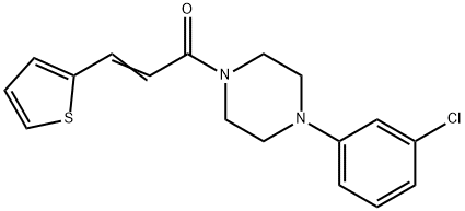 (E)-1-[4-(3-chlorophenyl)piperazin-1-yl]-3-thiophen-2-ylprop-2-en-1-one Struktur